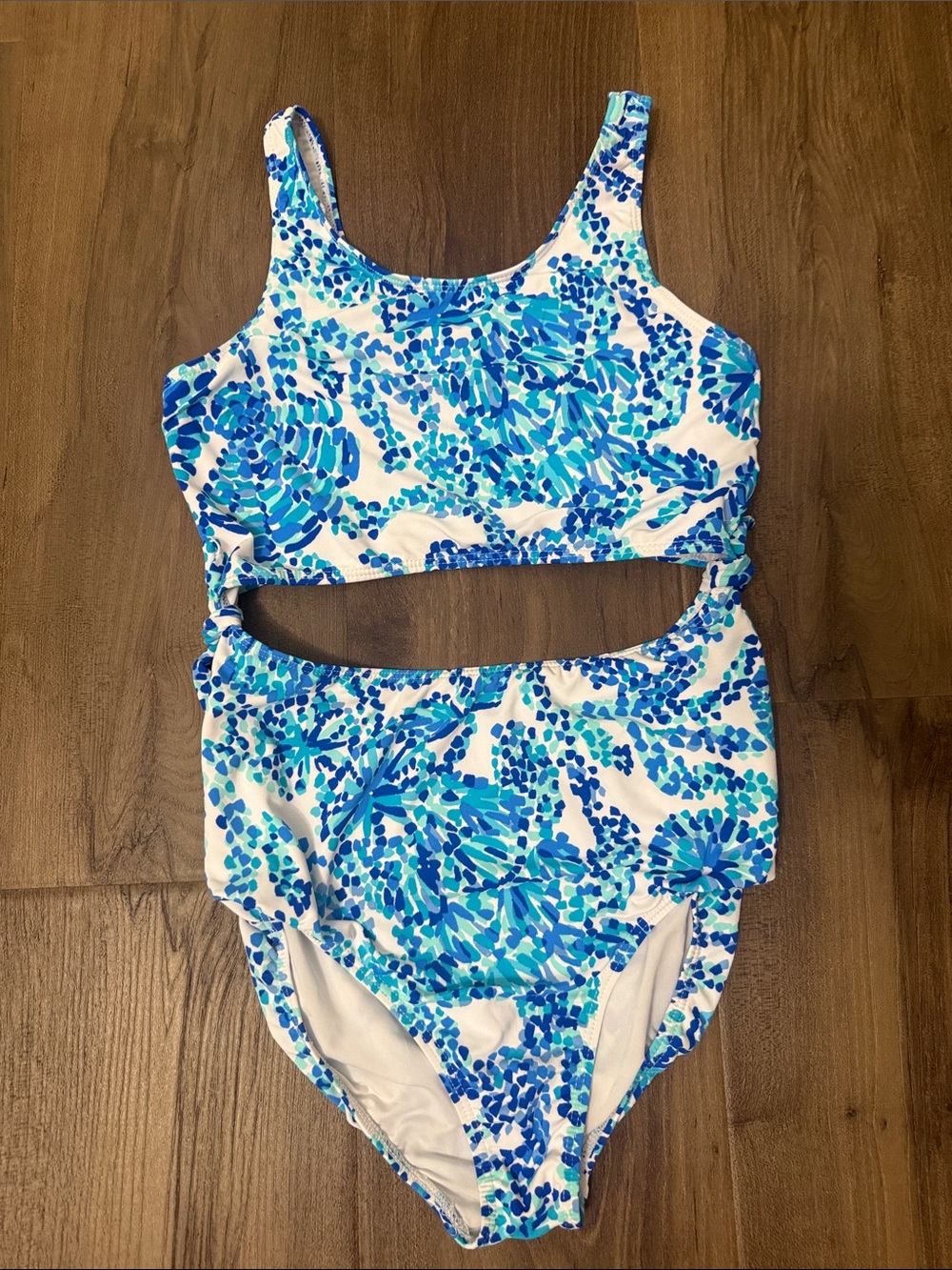 Lilly Pulitzer Blue & Turquoise Floral Cutout One-Piece Swimsuit